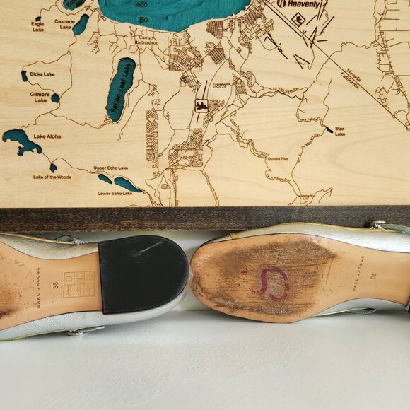 Marc Jacobs all leather silver/gold trim mary jane shoes sz 36 - Picture 11 of 13